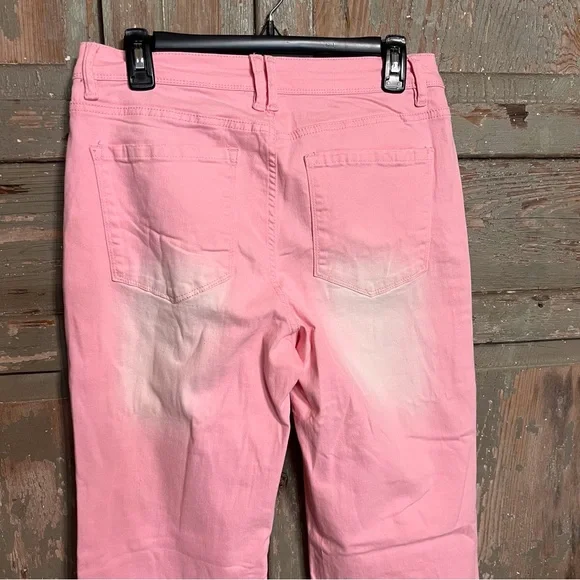 #132 Pink Denim Jeans with Whitewashed Areas - Picture 2 of 6